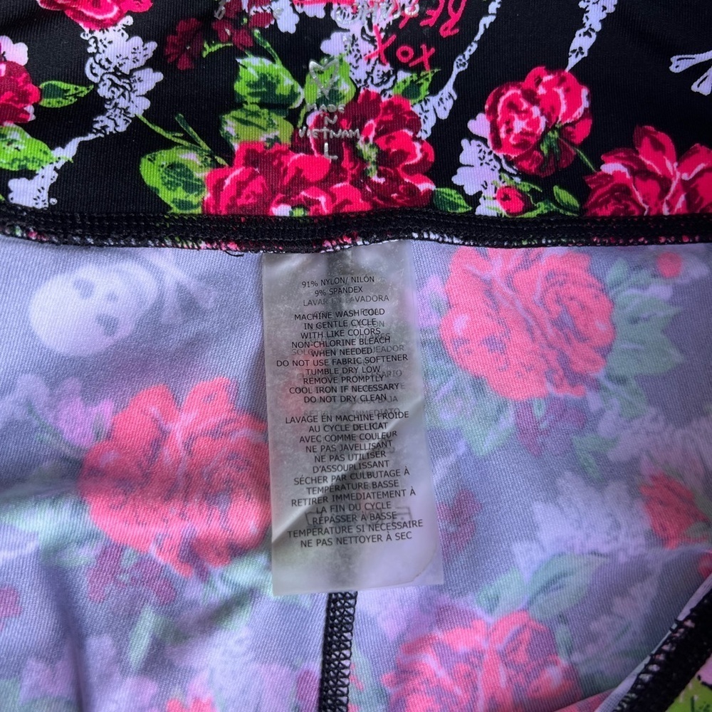 Betsey Johnson floral skull leggings - Picture 3 of 3